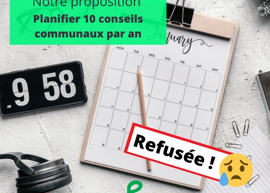 Planifier les conseils communaux ? C&rsquo;est toujours non pour le MR !